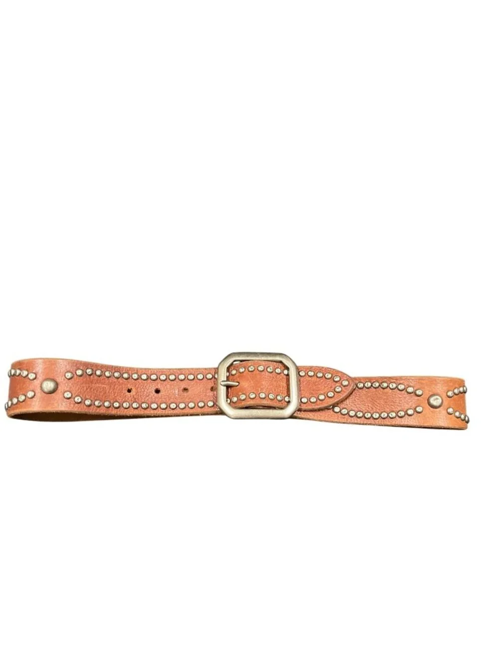 Lucky  Brand mens vtg y2k brown leather sliver brass studded 32